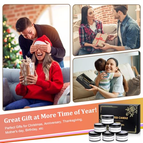 Scented Candles for Women and Men, 6 Pack Aromatherapy Candles for Home Scented, Natural Soy Jar Candle Bulk Gift Set for ...