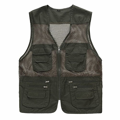 Rizanee Unisex Mesh Breathable Fishing Vest, Multi-Pockets Photography Travel Hiking Waistcoat Jacket for Adults and Youth