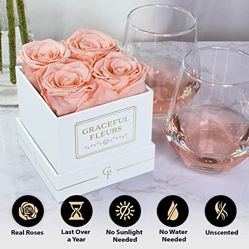 Graceful Fleurs Real Long Lasting Roses in a Box for Years, Preserved Fresh Forever Flowers for Delivery Birthday, Mothers...