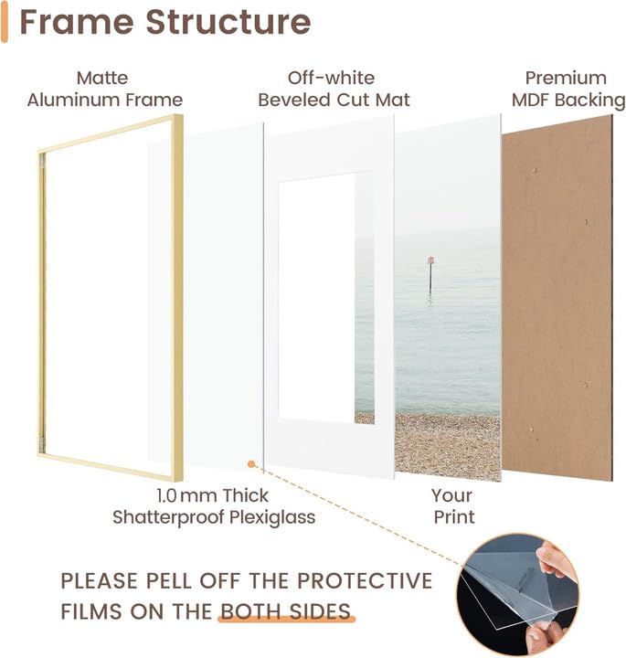 Fun Memories 5x7 Metal Picture Frame - 5 x 7 Metal Photo Frames with 4x6 Removable Mat- Ideal for Wall or Tabletop Display...