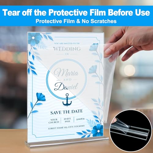 EHWINE Acrylic Sign Holder 8.5 x 11, 10 Pack Double-Sided Stand up Table Top Sign Holders, Clear Acrylic Picture Frame Men...