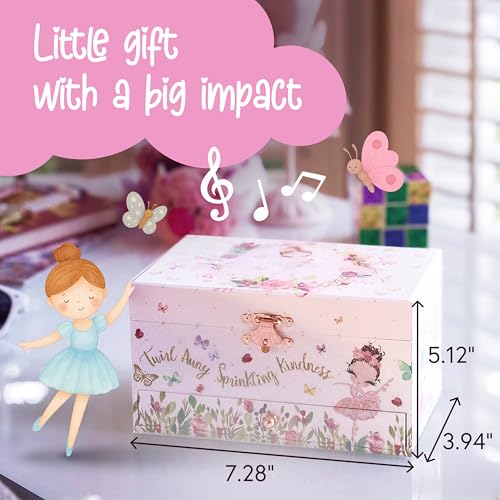 The Memory Building Co Ballerina Musical Jewelry Box Plays Classic Melody, Storage Organizer Music Box for Kids Ages 6-12,...
