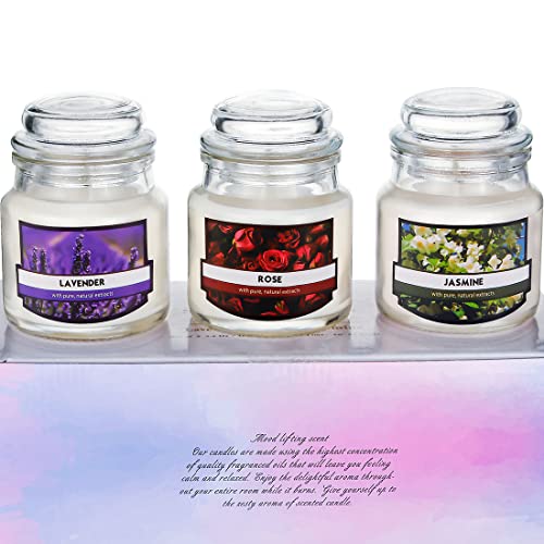 3 Pack Scented Candles Gift Set for Women - Soy Candle for Home Scented, Floral Aromatherapy Jar Candles Set for Birthday ...