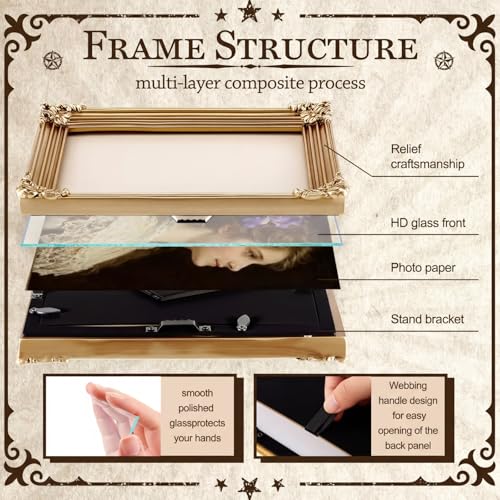 8 Pcs Picture Gold Vintage Gallery Wall Frame Set Antique Resin Picture Frame Collage Including 8x10, 5x7, 4x6 Baroque Vic...