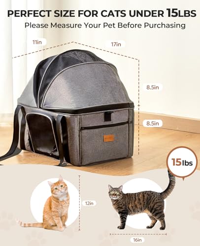 BurgeonNest Top-Expandable Large Cat Carrier, Soft Sided Cat Bag Carrier for Medium Large Pet Up to 15 lbs, Upgraded Small...