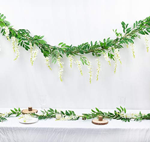DearHouse 2Pcs 6Ft/Piece Artificial Flowers Wisteria Garland Artificial Wisteria Vine Hanging Flower Greenery Garland for ...