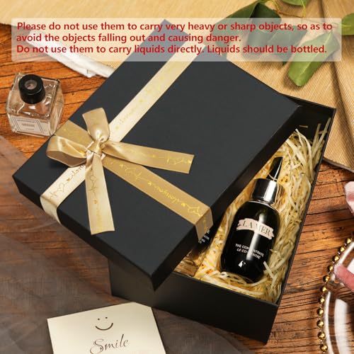 Airuisike Black Gift Boxes with Gold Ribbons & Bows - (3 Sizes) Sturdy Gift Boxes with Lids for Presents - Elegant Gift Wr...