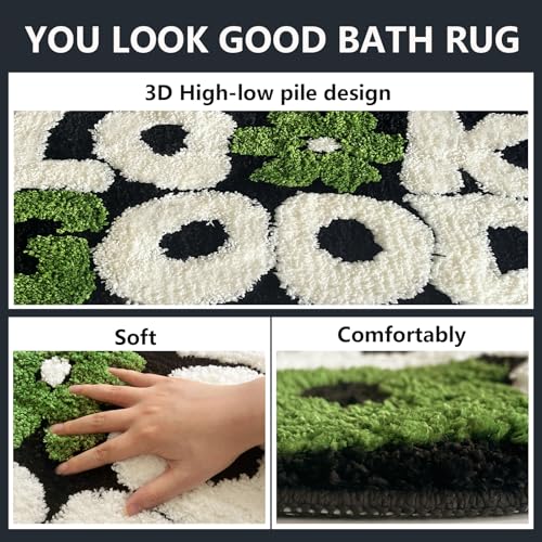 TWWDE AUG You Look Good Bath Rug, Fun Bathroom Rug,Black Bathroom Rugs Cool Rugs for Bedroom Non Slip Microfiber Plush Coo...