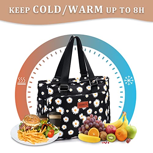 HSHRICH Large Floral Insulated Handbag for Women Work, 12L Leakproof Lunch Cooler Tote with Storage Pocket, Reusable for P...