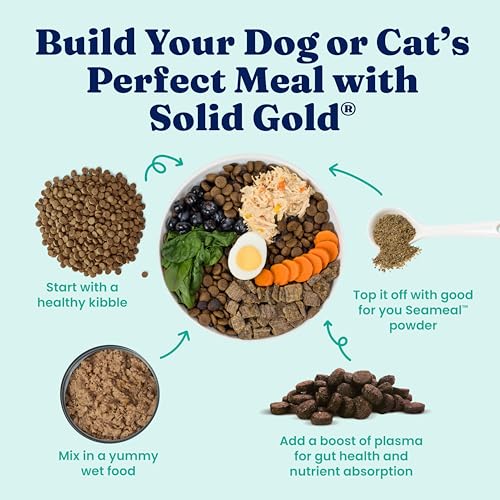 Solid Gold Cat & Dog Multivitamin Powder - Kelp Powder, Omega 3 & Vitamins for Dental, Digestive, Immune, Skin & Coat Heal...