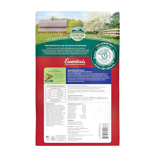 Oxbow Essentials Rabbit Food, Adult Rabbit, Made with Oxbow Timothy Hay, Pet Pellets with Vitamins & Minerals, Small Anima...
