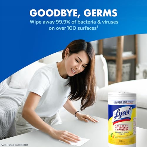Lysol Disinfecting Wipes Bundle, Home Apartment Dorm Room Essentials and Cleaning Supplies, All Purpose Cleaner, Multi-sur...