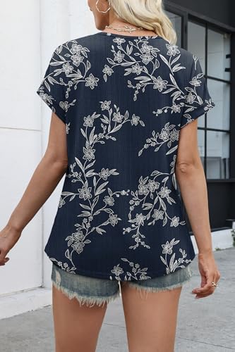 WIHOLL Women Textured Shirts Casual Cap Sleeve Tops Loose Fit 2026 Summer Spring Fashion Outfits Plain/Print