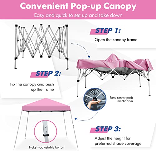 Tangkula 10x10 Ft Pop Up Canopy, Slanted Leg Outdoor Canopy Tent with Center Lock, UPF50+ Sun Protection, 4 Stakes, 8 Rope...