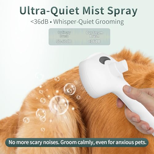 Pet Steam Deshedding Brush for Dogs & Cats – 3-in-1 Self-Cleaning Grooming Comb, Anti-Static Cool Mist Spray, USB Recharge...
