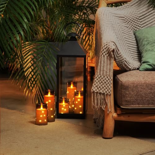 Homemory Flameless Candles with Embedded Star String Fairy Lights, Battery Operated Candles, LED Candle, Fake Candles with...