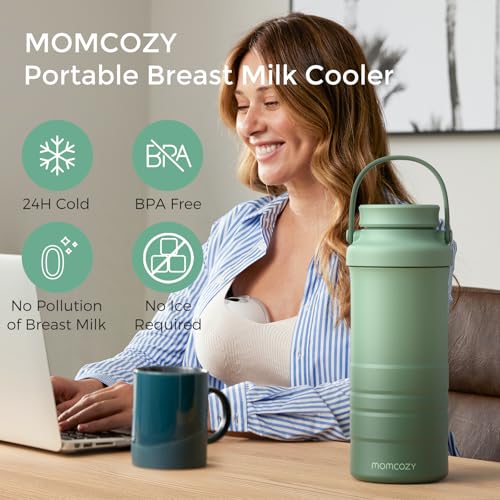 Momcozy 22oz Portable Breast Milk Cooler for Outdoor, Life Saver with 360° Total Cooling for 24 Hours, Larger Capacity Tra...