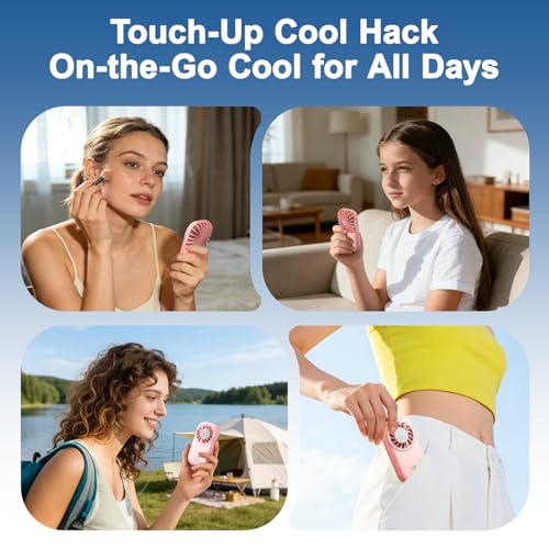 WHATOOK Mini Fan Small Portable Fans: 5 Speeds Personal Makeup Handheld Fans USB Rechargeable, Lightweight Home Office Out...