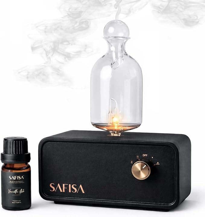 SAFISA Waterless Essential Oil Diffuser, Scent Diffuser for Home, 700 Sq. Ft., Portable Waterless Diffuser, Nebulizing Col...