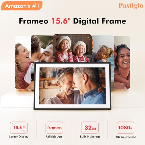 Digital Picture Frame, 15.6 Inch Large Frameo Digital Photo Frame WiFi, 32GB, 1920 * 1080 IPS HD Touch Screen, Tabletop&Wa...