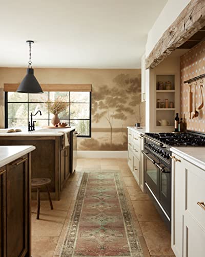 Loloi Magnolia Home by Joanna Gaines Sinclair Collection SIN-06 Clay/Tobacco 2'-3" x 9'-6", .25" Pile Height, Machine Wash...