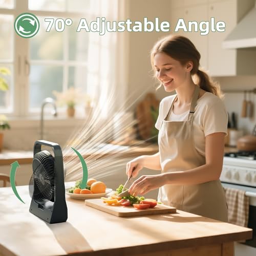8-inch USB Portable Fan - 20800mAh Rechargeable Battery Operated Fan (80Hrs work time) - Personal Desk Fans - Battery Powe...