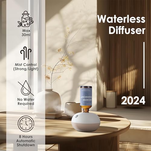 Waterless Rechargeable Scent Diffuser – Hotel Collection Diffuser Set with 6 Hotel Essential Oils – Two Intensity Modes – ...