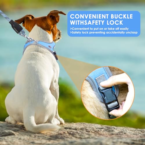 Dog Harness and Leash Set, No Pull Saddle Style Pet Harness, Breathable Mesh Adjustable Reflective Dog Vest for Dogs and C...