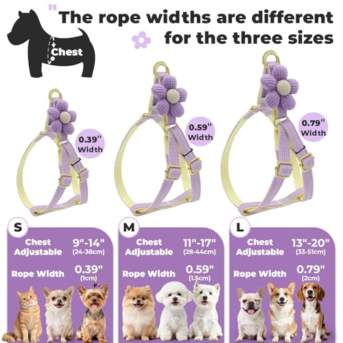 PETCARE Cute Flower Dog Harness and Bowtie Leash Set Easy Walk Puppy Dog Halter Harness for Small Dogs Girl Step in Dogs H...