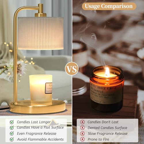 NITOWOLF Candle Warmer Lamp with Timer, Dimmable Candle Wax Warmer Electric Candle Lamp for Scented Candles with Bulbs, Ch...