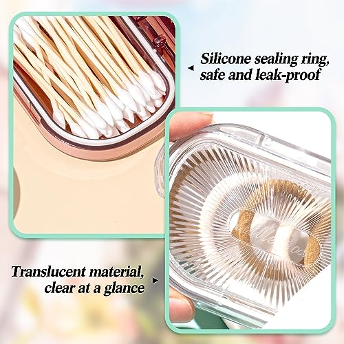 Kigley 4 Pcs Hair Tie Container Small Portable Travel Cotton Swab Holder Dispenser with Lid Plastic Box Storage Containers...