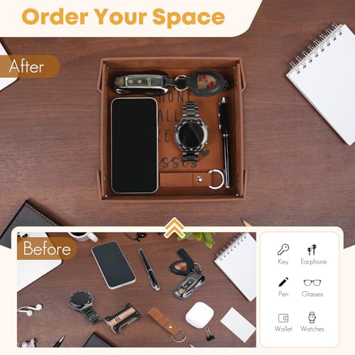 Gifts for Boyfriend, Husband, Romantic Gifts for Him, Mens Birthday Gifts Idea - Premium PU Leather Valet Tray - Best Mens...