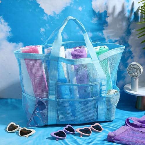 Threan 16 Pack Teacher Appreciation Gift Bulk Summer Beach Pool Party Favors Large Mesh Tote Beach Bags Pool Towels for Wo...