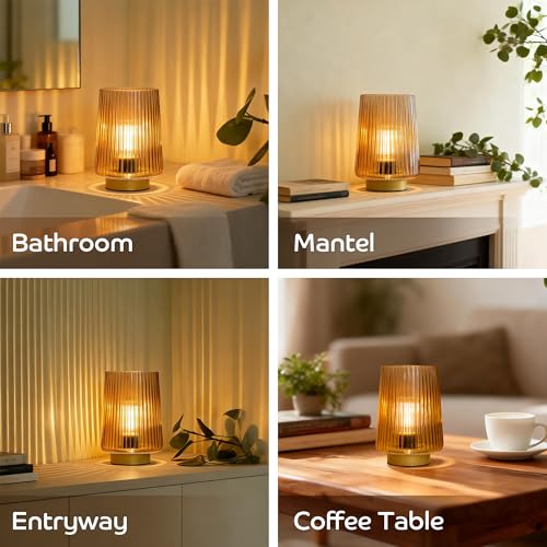 LUSHARBOR Battery Operated Decorative Lamp with Timer, Small Cozy Table Lamp for Bedside & Home Decor, Aesthetic Cordless ...