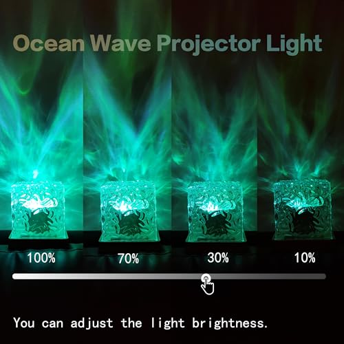 BENCACAO Ocean Wave Projector Light, Rechargeable Cube 16 RGB Color Changing Water Ripple Mood Lamp for Bedroom,Bathroom D...