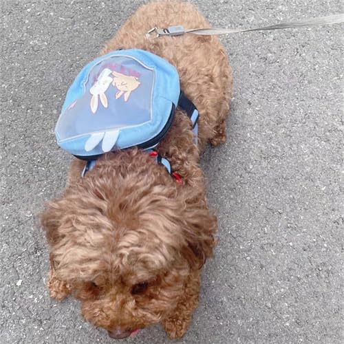 Dog Harness Backpack Cute Dog Vest Harness and Leash Set Plaid Soft Mesh Dog Harness with Adjustable Travel Food Back Pack...