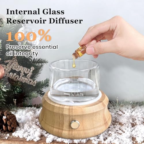 Lecdura 80ML Glass Essential Oil Diffuser with Glass Reservoir & Wood Base, Small Ultrasonic Aroma Diffusers with Auto-Off...