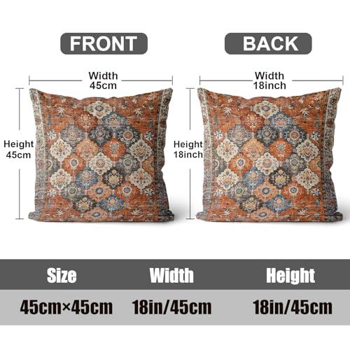 ZSYTZL Boho Throw Pillow Covers 18x18 inch Set of 2,Linen Bohemia Carpet Pattern Decorative Living Room Sofa Bed Square Pi...