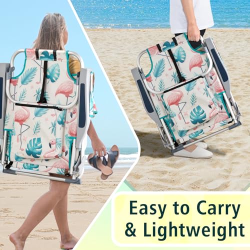 VINGLI Aluminum Backpack Beach Chair for Adults, Portable Lightweight Reclining Beach Chair with Headrest & Side Pocket, L...