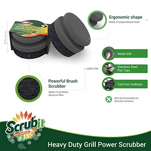 SCRUBIT Grill Cleaning Brush - Grill Sponge Bristle Free BBQ Cleaner with Heavy Duty Scrubber Pad, Safe Cast Iron and Grid...
