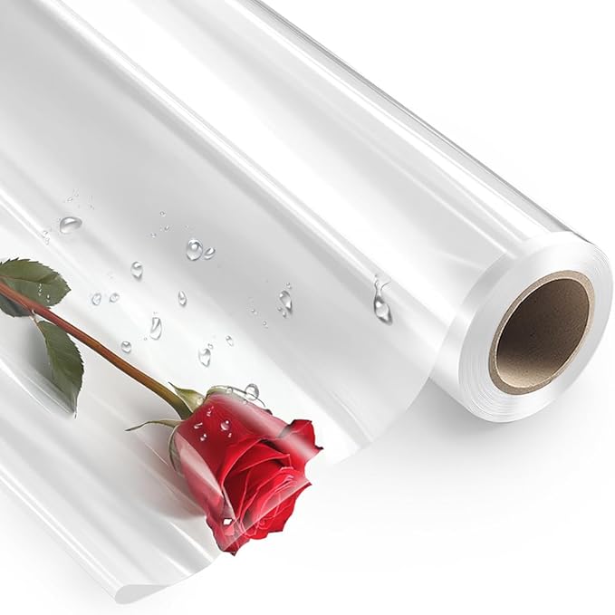 PerkHomy Clear Cellophane Wrap Roll 16" x 100' 3 Mil Thick Cellophane For Gift Basket Treats Goodie Wrapping Craft Flower ...