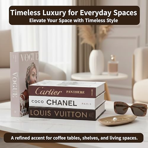 PROBENEX Luxe Large | 4 PCS Faux Decorative Book Boxes | Not Real Books, Cardboard Foldable Display Props | Home Decor for...