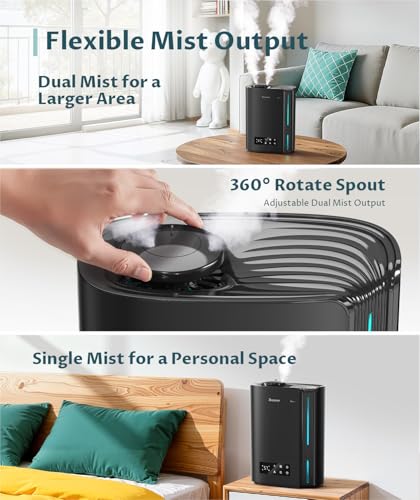 BREEZOME 6L Humidifiers for Bedroom Large Room & Essential Oil Diffuser, Ultrasonic Top Fill Cool Mist Humidifiers for Bab...