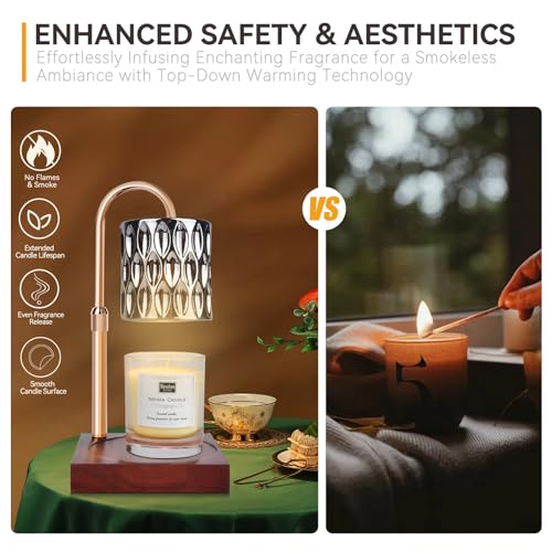 TOACSUCP Candle Warmer Lamp with 3 Bulbs, Adjustable Height Dimmable Candle Warmer with Timer, Compatible with Large Jar C...