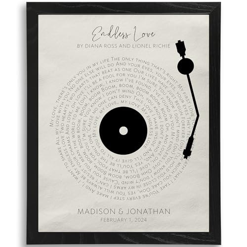 DREAM BIG PRINTABLES Customizable Couples Song Lyrics Art Print | Personalized Wall Art with Your Favorite Song | Names an...