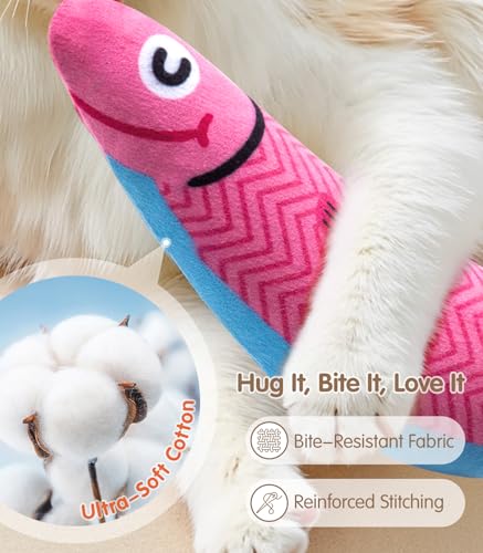 PetBusy Cat Toys with[5000mg A+Natural Catnip &Silvervine] [Baby Grade] Interactive Soft Chew Kicker Cat Toys for Indoor C...