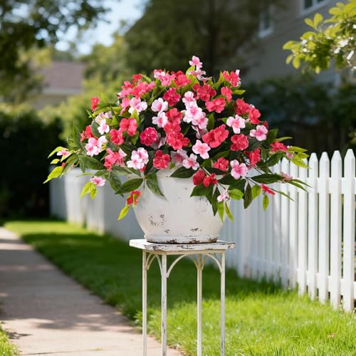 Hommyea Artificial Flowers for Outdoor, 2 Bundles UV Resistant Fake Plants Decoration Realistic Faux Silk Flowers No Fade ...