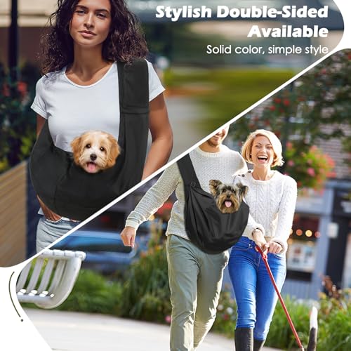 Pawaboo Small Dog Sling Carrier, Reversible Hands Free Dog Sling Carriers for Small Dogs and Cats, Puppy Slings Carrier wi...