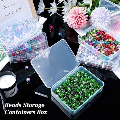 Jetec 6 Pieces Mini Plastic Clear Beads Storage Containers Box for Collecting Small Items, Beads, Jewelry, Business Cards,...