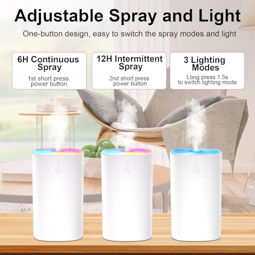 400ml Small Diffuser - Small Oil Diffuser for Desk, Portable Mini Humidifier Aromatherapy Diffusers with 2 Spray Modes, Wa...